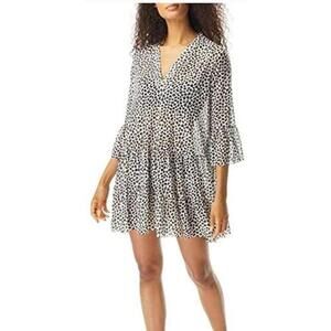 Coco Reef Womens Leopard Print Swim Cover-Up Dress Size L